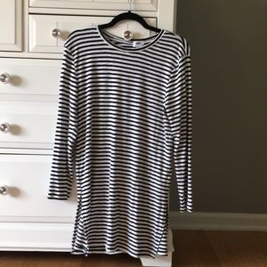 Old Navy Black White Striped Tunic Top Sz Medium